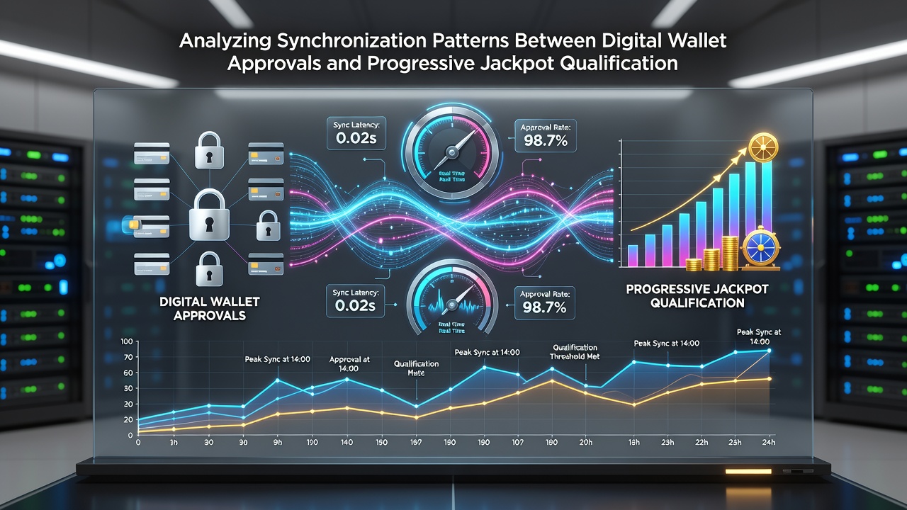 Multi-device gaming setup illustrating wallet approval flow into jackpot qualification tracking